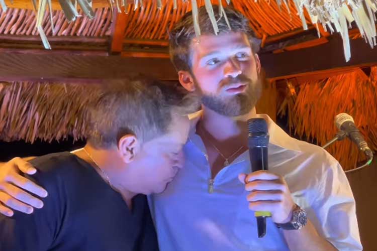 João Guilherme abraça Leonardo e se declara ao pai: ‘Muito feliz’