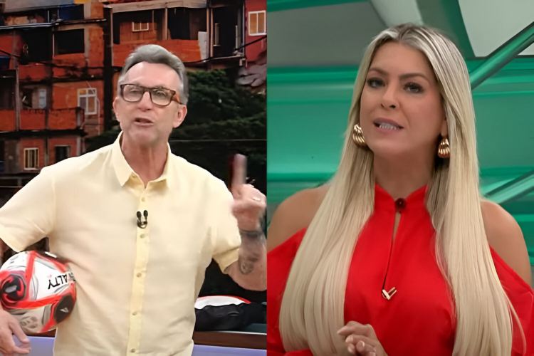 Craque Neto, titular do Os Donos da Bola', e Renata Fan, apresentadora do Jogo Aberto (Reprodução: Band TV)