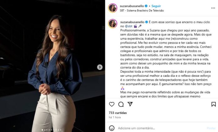 'Publicação de Suzana Busanello Publicação de Suzana Busanello (Reprodução/Instagram)