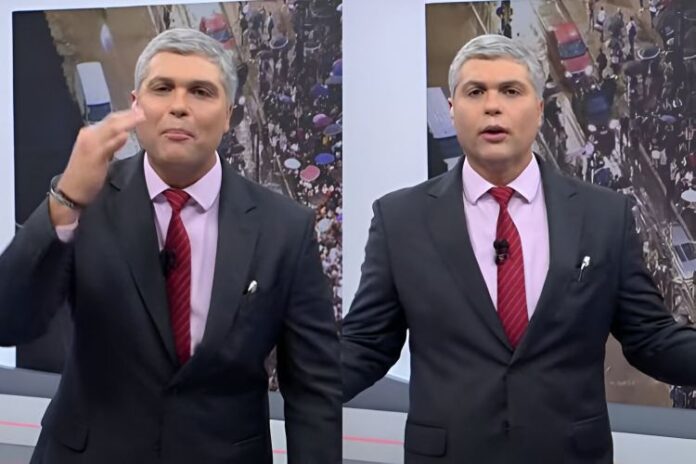 Joel Datena defendendo a população ao vivo no Brasil Urgente (Reprodução: Band TV)