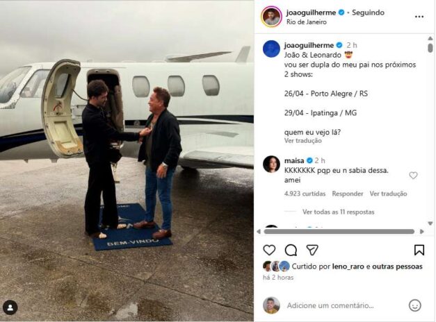 Publicação de João Guilherme (Reprodução/Instagram)