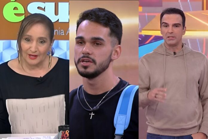 Sonia Abrão, João Gabriel e Tadeu Schmidt (Reprodução: RedeTV!/ TV Globo)