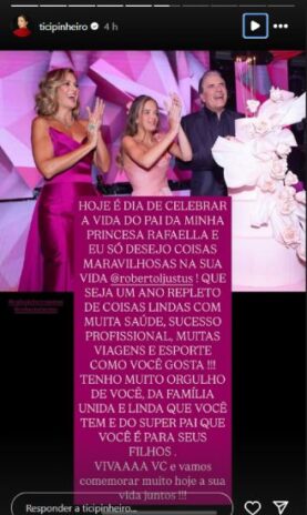 Post de Ticiane Pinheiro para o Roberto Justus (Reprodução: Instagram)