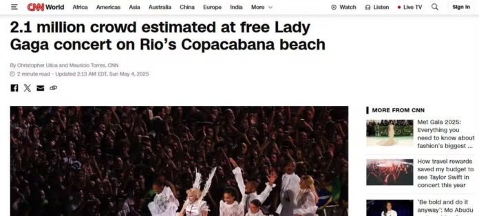 CNN Internacional falando da Lady Gaga (Reprodução: CNN)