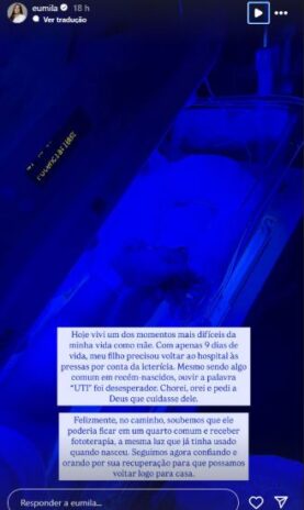 Post de Mila Braga (Reprodução: Instagram)