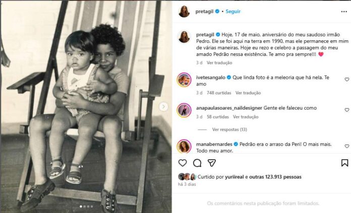 Publicação de Preta Gil (Reprodução/Instagram)