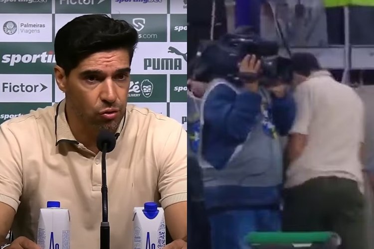 Abel Ferreira perde a paciência e empurra cinegrafista após derrota do Palmeiras