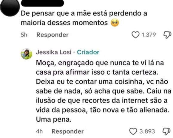 Post de Jéssika Losi Post de Jéssika Losi (Reprodução: Rede Social)