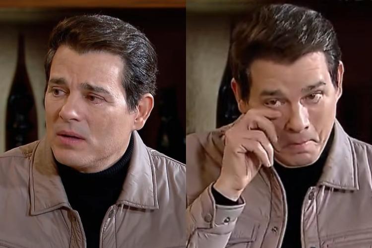 Celso Portiolli fica abalado e cai no choro no ‘Domingo Legal’