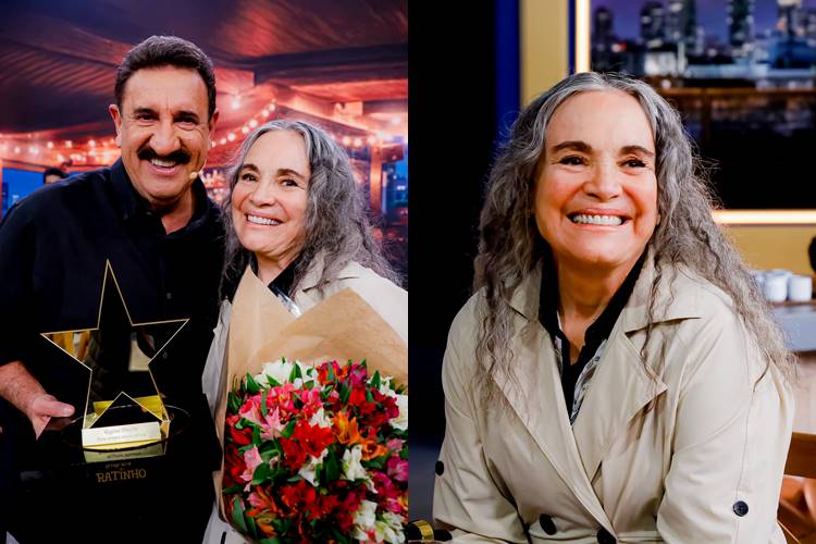 Regina Duarte é a primeira homenageada com o troféu “Para Sempre Nossa Estrela” no Boteco do Ratinho