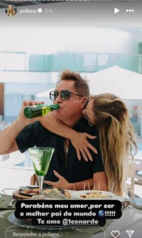 Poliana Rocha, Leonardo e Zé Felipe Poliana Rocha se declarando para o Leonardo (Reprodução: Instagram)