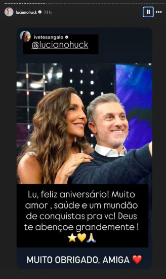 Ivete Sangalo surpreende com recado ao Luciano Huck em data especial ...