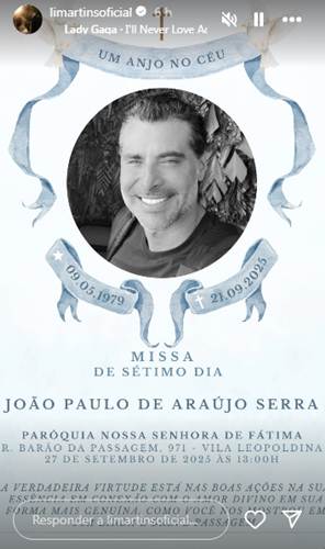 JP Mantovani missa - instagram