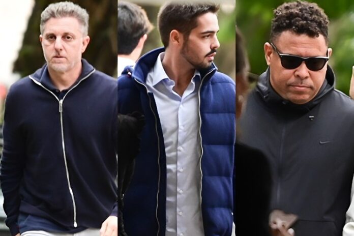 Luciano Huck, João Silva e Ronaldo no velório de Anne Marie - Foto: Leo Franco / Agnews