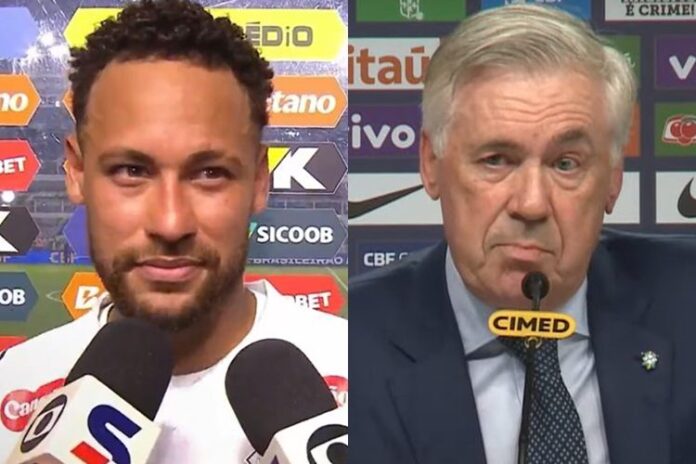 Neymar e Carlo Ancelotti - Foto: TV Globo