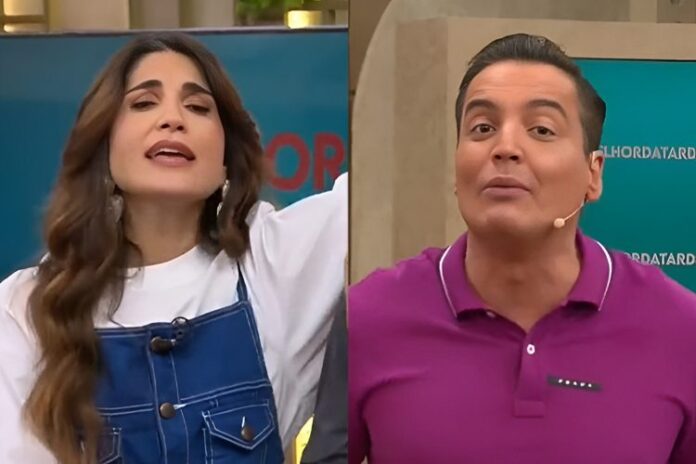 Pâmela Lucciola e Leo Dias no Melhor da Tarde - Foto: Band