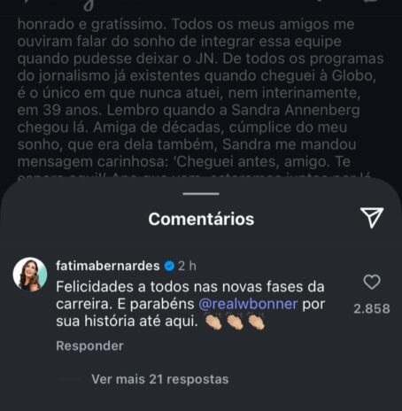 Post de Fátima Bernardes