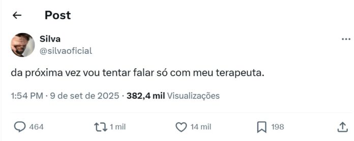 post do silva (2) Post do Silva (Reprodução: X, antigo Twitter)