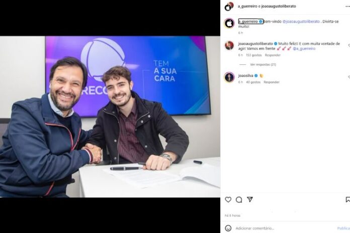 João Silva reagindo à contratação de João Liberato (Reprodução: Instagram)