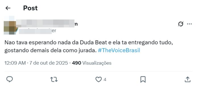 público sbt Público do The Voice Brasil comentando em tempo real (Reprodução: X, antigo Twitter)