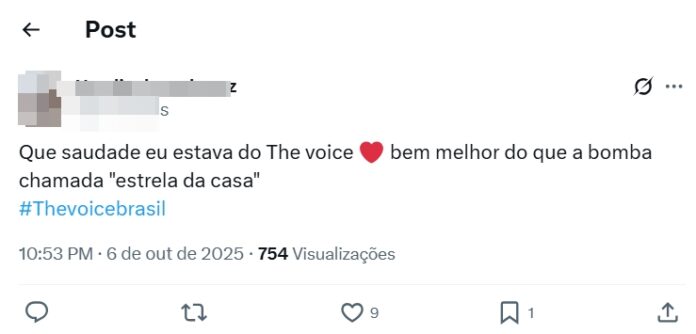 público the voice Público do The Voice Brasil comentando em tempo real (Reprodução: X, antigo Twitter)