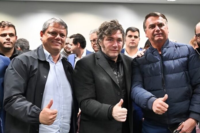 Tarcísio de Freitas, Javier Milei e Bolsonaro