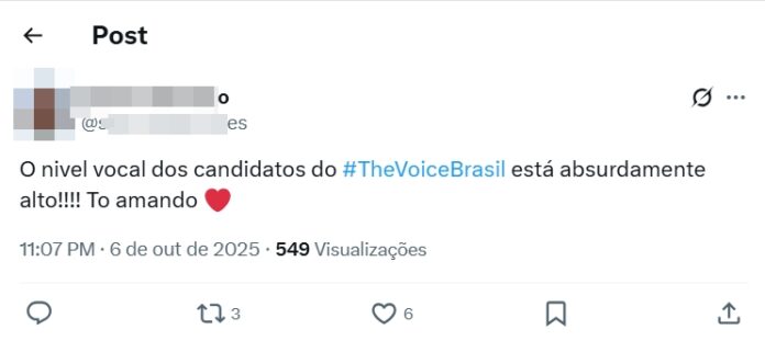telespectadora the voice brasil Público do The Voice Brasil comentando em tempo real (Reprodução: X, antigo Twitter)