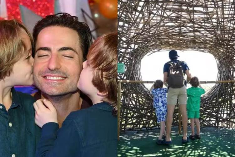 Thales Bretas e os filhos - Instagram e Divulgação