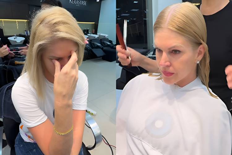 Val Marchiori se emociona ao cortar o cabelo em meio ao tratamento de câncer