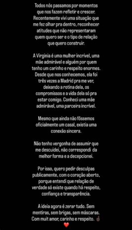 Vini Jr. fala sobre relacionamento com Virginia (Reprodução/Instagram)