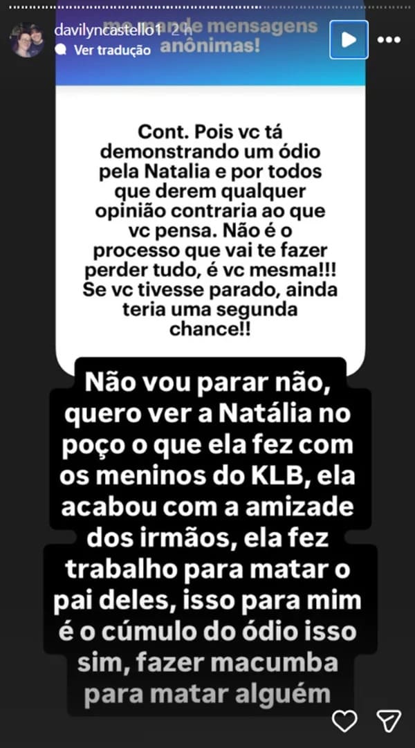 leandro klb Fã do Leandro do KLB volta a acusar Natália Guimarães (Foto: Stories do Instagram)