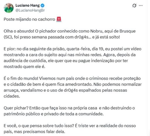 Post de Luciano Hang - Foto: X