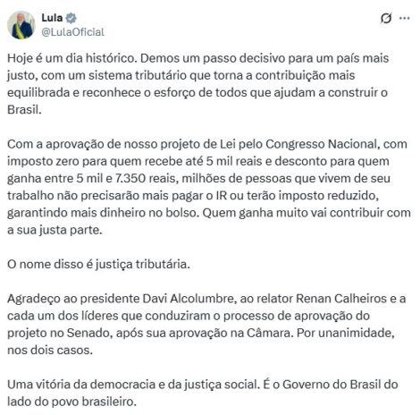 Post de Lula