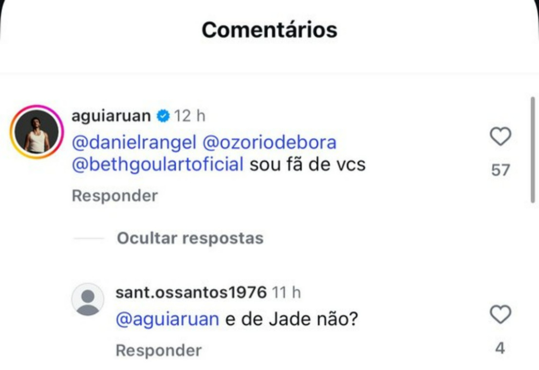Print comentário de Ruan Aguiar Print comentário de Ruan Aguiar