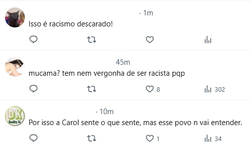 prints Internautas comentam fala de Maria sobre Carol Lekker (Foto: X)