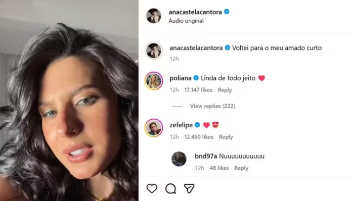 Comentário de Zé Felipe no post de Ana Castela - Reprodução: Instagram Comentário de Zé Felipe no post de Ana Castela - Reprodução: Instagram