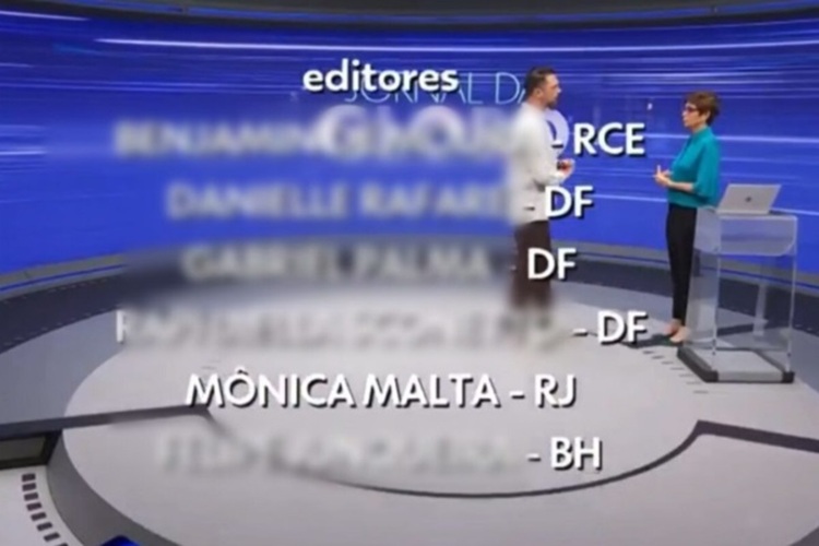 Jornalista da Globo nos créditos do telejornal (Foto: Reprodução)