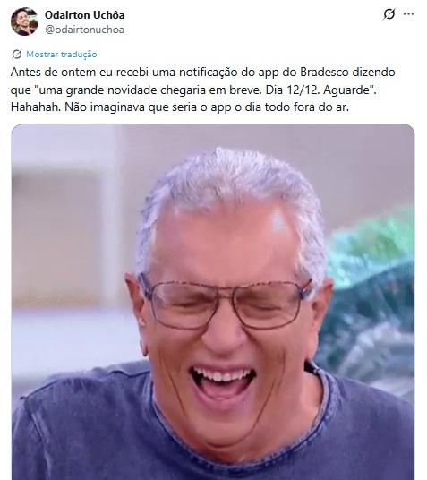 Bradesco é criticado na web por clientes após instabilidade em aplicativos (Foto: X) Bradesco é criticado na web por clientes após instabilidade em aplicativos (Foto: X)