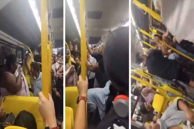 Confusão generalizada: Idosa defeca em ônibus, leva chutes e passageiros partem para cima do agressor; vídeo 