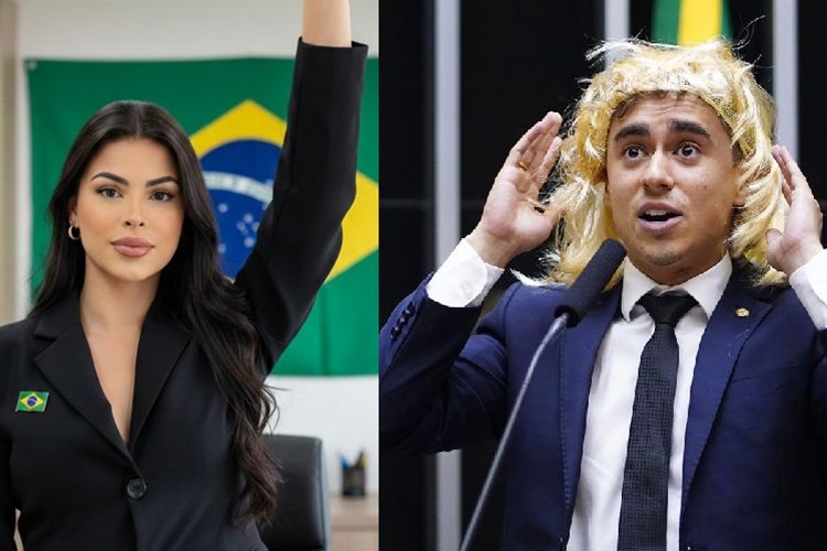 Sophia Barclay e Nikolas Ferreira como sua personagem Nikole (Foto: Reprodução/ © Pablo Valadares/Câmara dos Deputados)