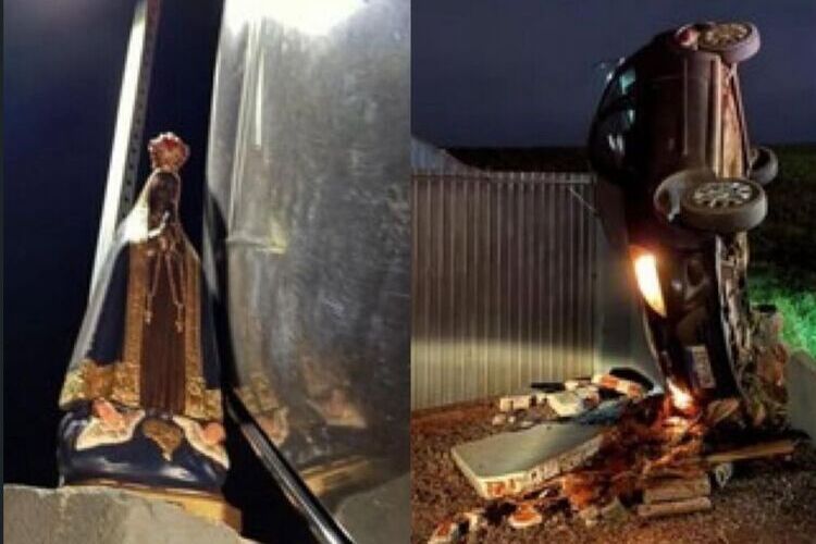 Carro capotado a Nossa Senhora Carro capotado a Nossa Senhora