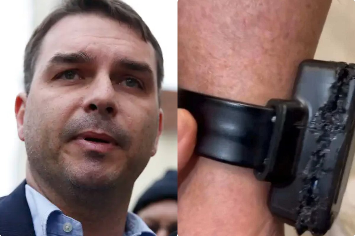 Flávio Bolsonaro, tornozeleira. Flávio Bolsonaro, tornozeleira.