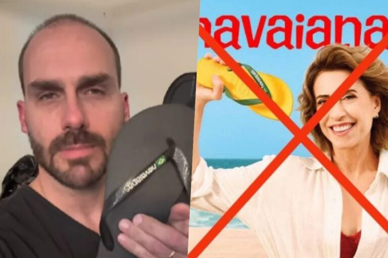 Eduardo Bolsonaro surta e joga chinelos Havaianas no lixo