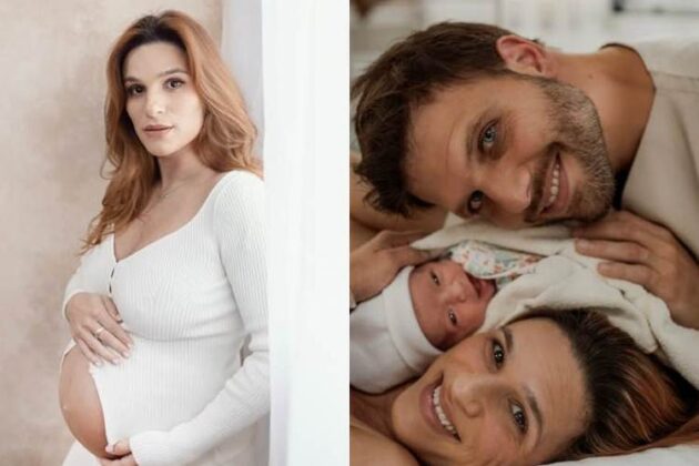 Jade Barbosa e Leandro Ferlini com a filha