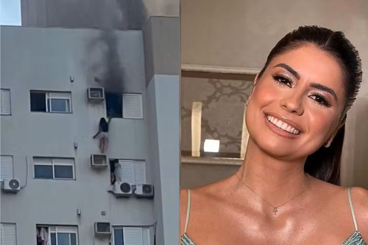 Mulher salvou família em incêndio Mulher salvou família em incêndio (Foto: Reprodução)