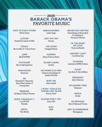 M&uacute;sicas favoritas de Barack Obama em 2025