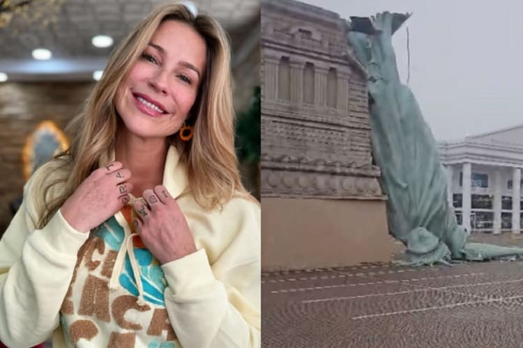 Luana Piovani ironiza queda de estátua (Foto: Instagram/Montagem) Luana Piovani ironiza queda de estátua (Foto: Instagram/Montagem)