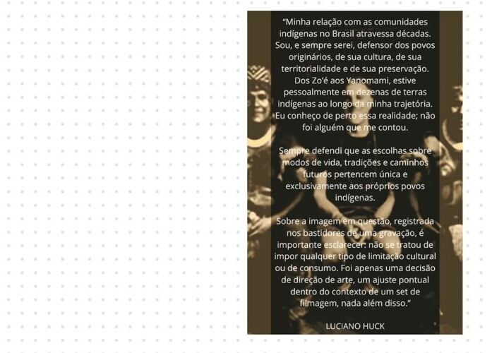 Luciano Huck nos stories após polêmica com povos Indígenas Luciano Huck nos stories após polêmica com povos Indígenas