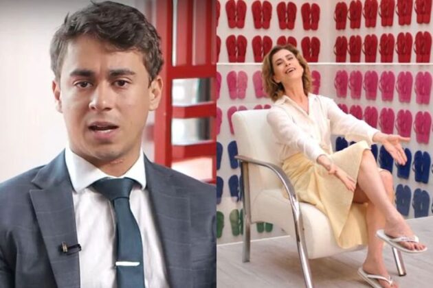 Nikolas Ferreira e Fernanda Torres na campanha da Havaianas