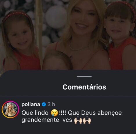 Comentário da Poliana no post da Virginia - Reprodução: Instagram